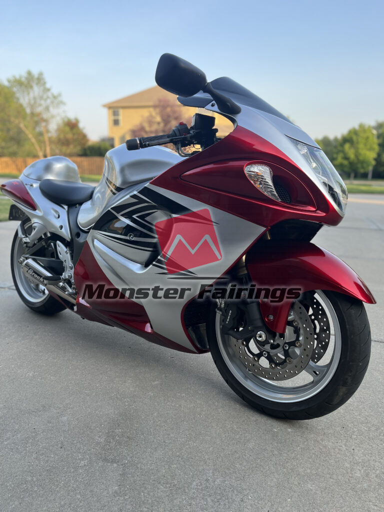 Monster Fairings ABS fairing kit for Suzuki GSXR 1300 2008 - 2020 - Deep Red & Silver, precise OEM fit