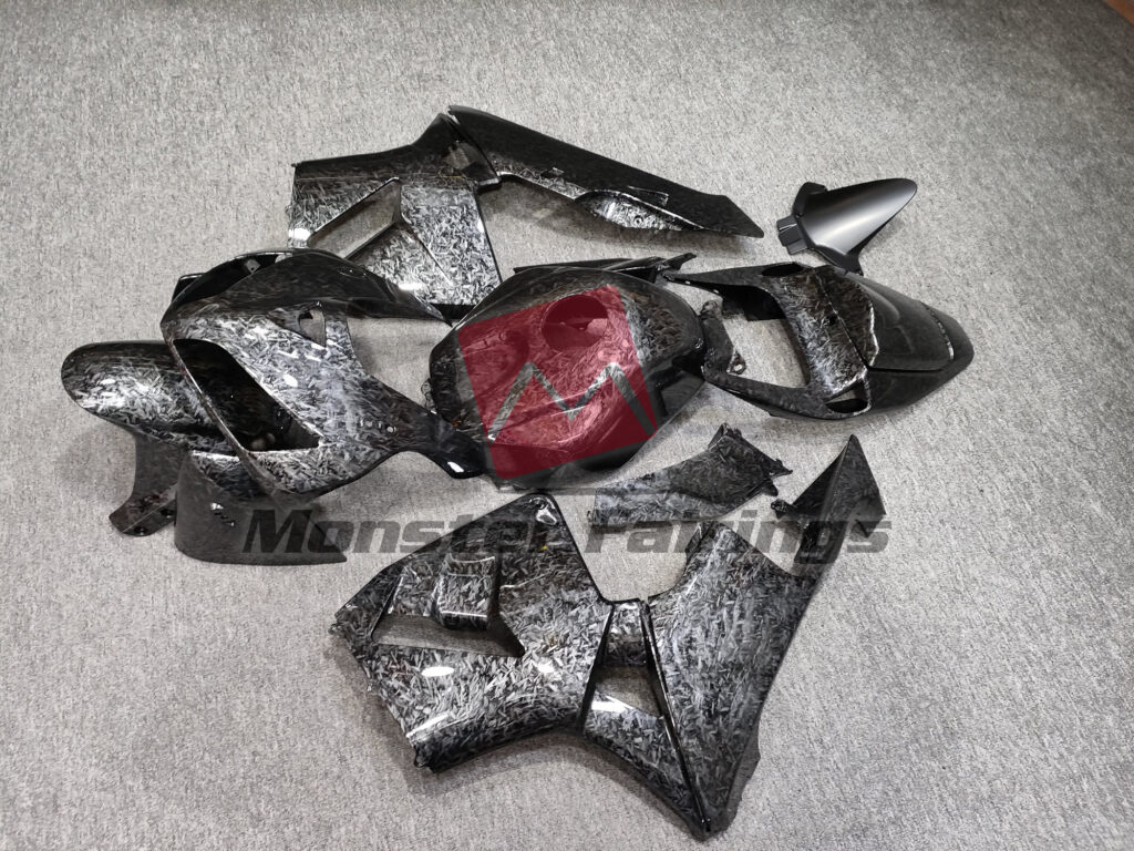 2005 - 2006 Honda CBR600RR Gloss Forged Carbon Fiber Style fairing set - ABS injection, custom painted by Monster Fairings