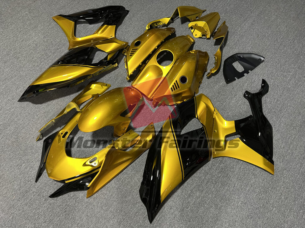 Gloss Gold & Black ABS fairings for Yamaha R7 2021 - 2025 - premium OEM fit kit by Monster Fairings