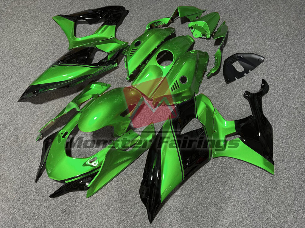 2021 - 2025 Yamaha R7 Gloss Green & Black fairing set - ABS injection, custom painted by Monster Fairings