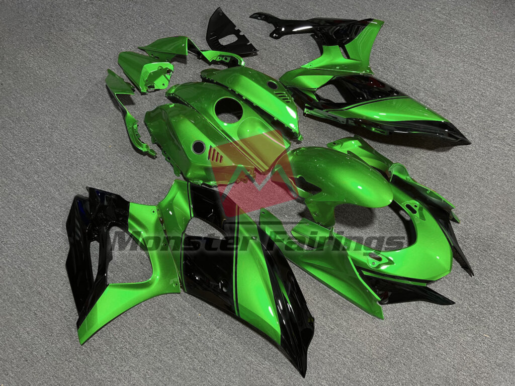 Gloss Green & Black ABS fairings for Yamaha R7 2021 - 2025 - premium OEM fit kit by Monster Fairings