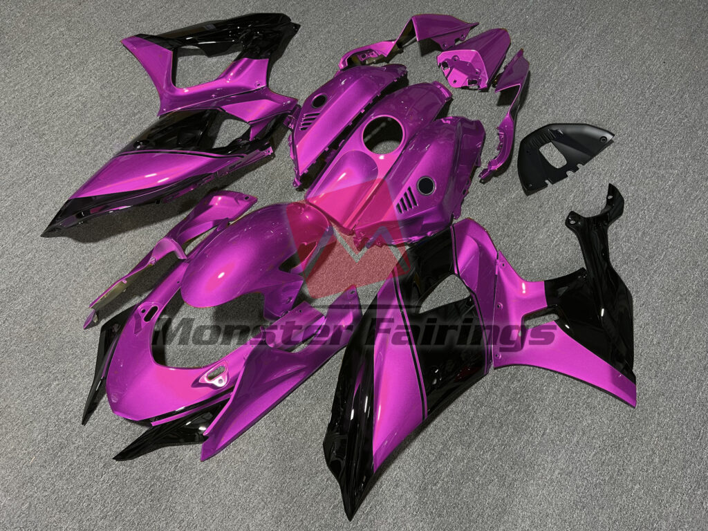 2021 - 2025 Yamaha R7 Gloss Pink & Black fairing set - ABS injection, custom painted by Monster Fairings