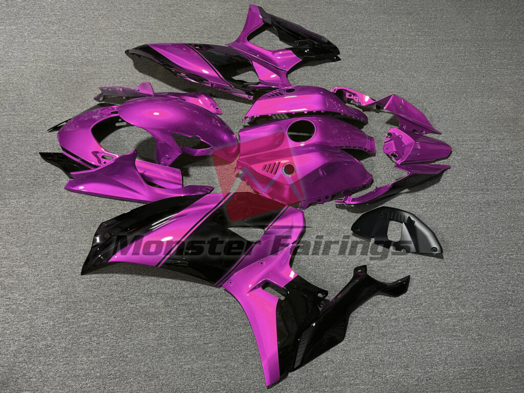 Yamaha R7 custom ABS fairings 2021 - 2025 in Gloss Pink & Black - durable replacement kit, Monster Fairings