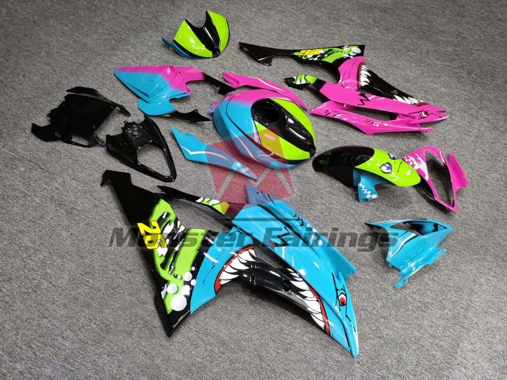 Gloss Light Blue & Pink Shark Split ABS fairings for Yamaha R6 2008 - 2016 - premium OEM fit kit by Monster Fairings