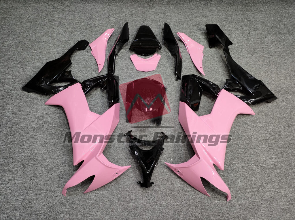 Kawasaki ZX10R 2008 - 2010 Gloss Baby Pink & Black ABS fairings - custom motorcycle bodywork kit by Monster Fairings