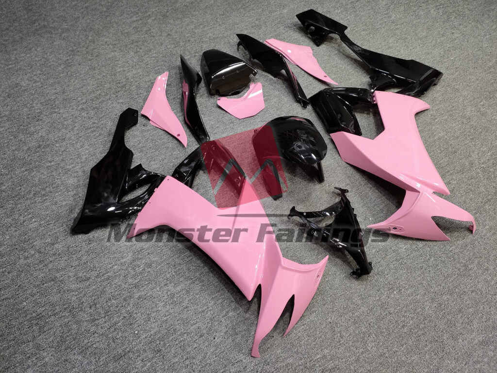 2008 - 2010 Kawasaki ZX10R Gloss Baby Pink & Black fairing set - ABS injection, custom painted by Monster Fairings