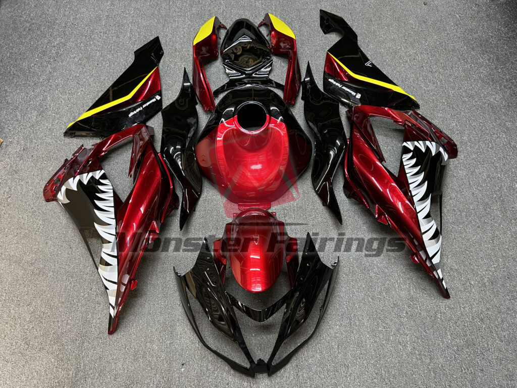 Kawasaki ZX6R 2013 - 2018 Gloss Red Shark ABS fairings - custom motorcycle bodywork kit by Monster Fairings