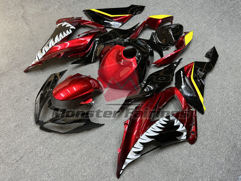 Kawasaki ZX6R custom ABS fairings 2013 - 2018 in Gloss Red Shark - durable replacement kit, Monster Fairings