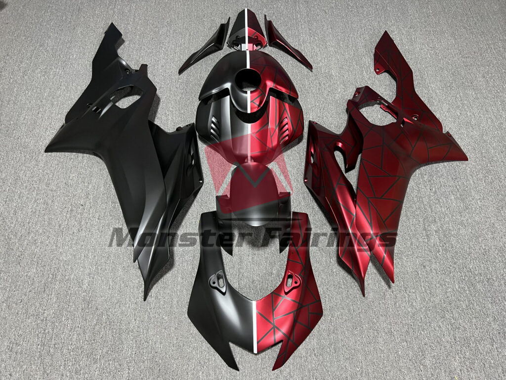Yamaha R6 2017 - 2022 Matte Red & Black Split ABS fairings - custom motorcycle bodywork kit by Monster Fairings
