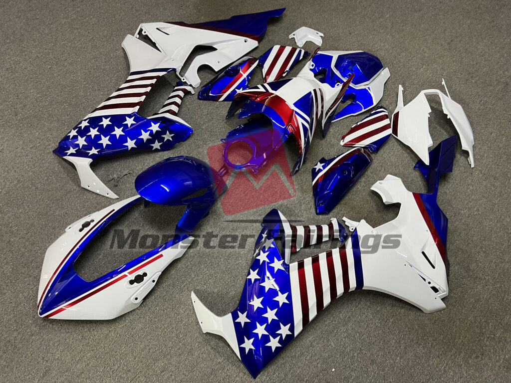 Honda CBR1000RR custom ABS fairings 2017 - 2025 in Gloss White Blue Stars & Stripes - durable replacement kit, Monster Fairings