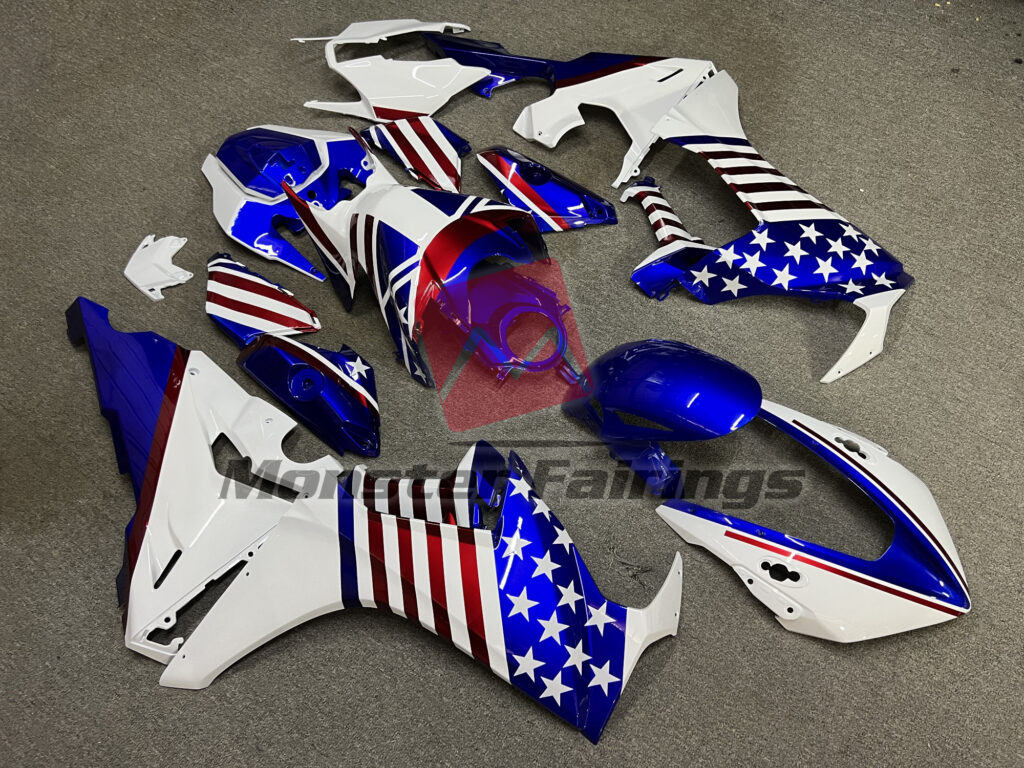 Gloss White Blue Stars & Stripes ABS fairings for Honda CBR1000RR 2017 - 2025 - premium OEM fit kit by Monster Fairings
