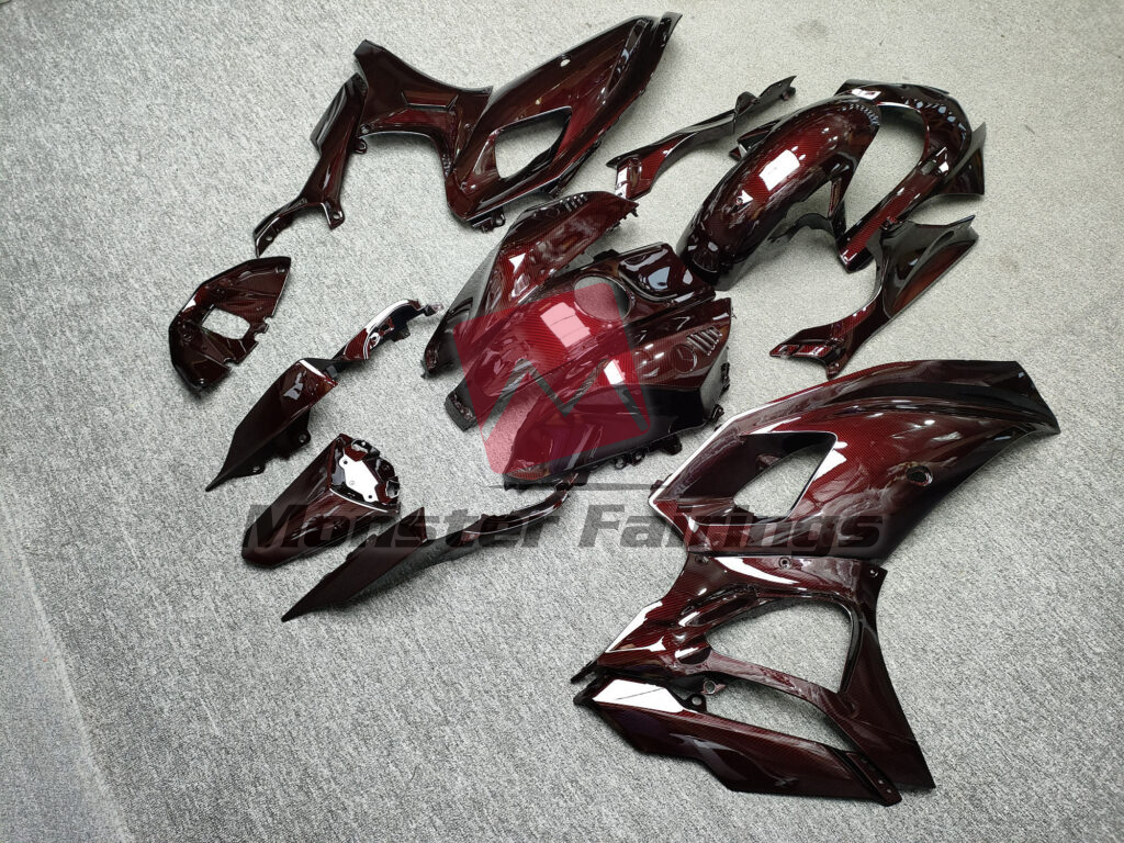 Yamaha R7 2021 - 2025 ABS fairings, Gloss Dark Red Carbon Fiber Style - high - quality motorcycle kit by Monster Fairings