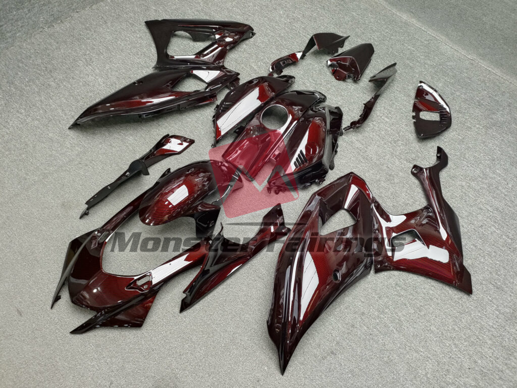 Monster Fairings ABS fairing kit for Yamaha R7 2021 - 2025 - Gloss Dark Red Carbon Fiber Style, precise OEM fit
