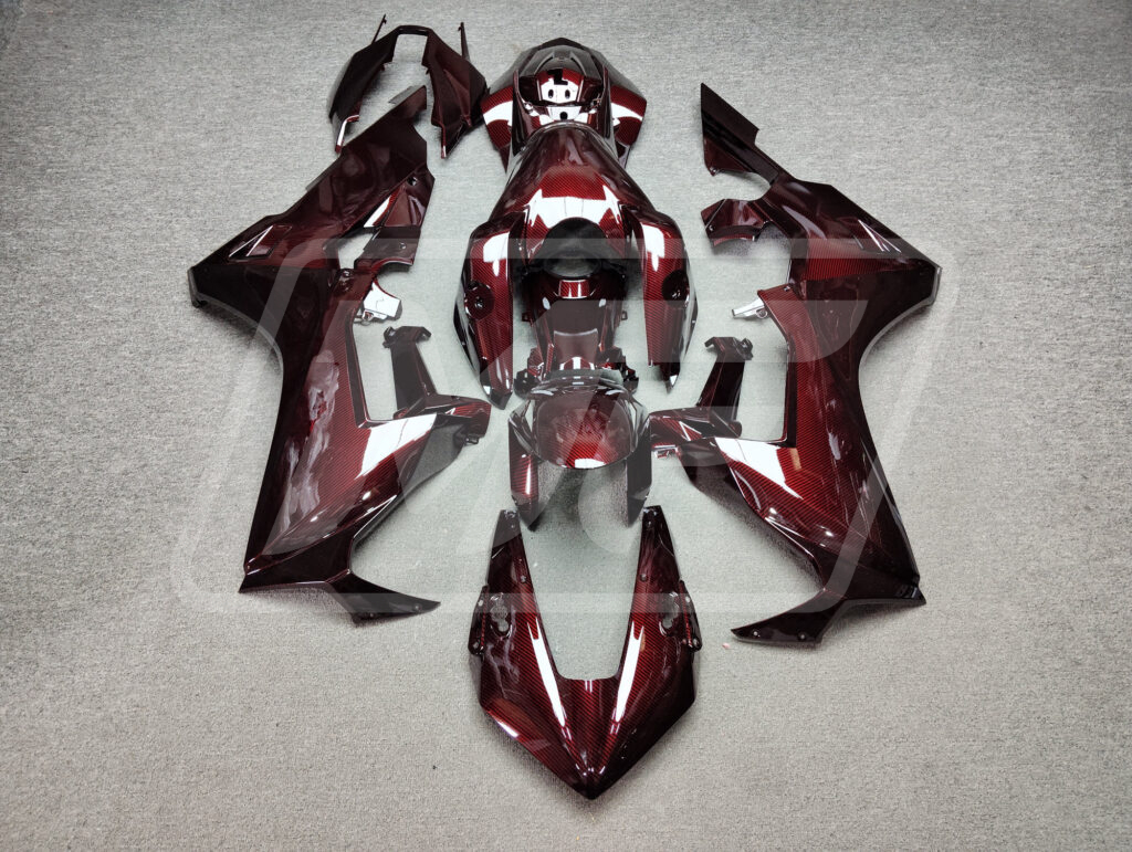 Honda CBR1000RR 2017 - 2025 Gloss Deep Red Carbon Fiber Style ABS fairings - custom motorcycle bodywork kit by Monster Fairings