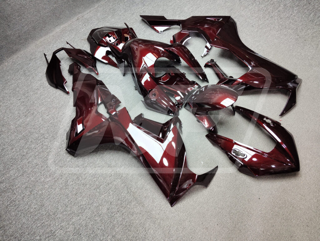 Honda CBR1000RR custom ABS fairings 2017 - 2025 in Gloss Deep Red Carbon Fiber Style - durable replacement kit, Monster Fairings