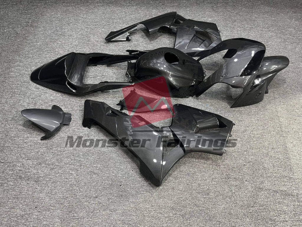 2003 - 2004 Honda CBR600RR Gloss Carbon Fiber Style fairing set - ABS injection, custom painted by Monster Fairings