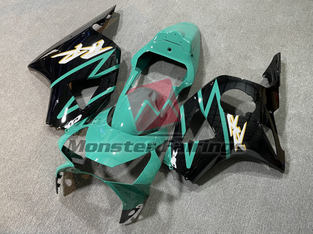 2002 - 2003 Honda CBR954RR Gloss Teal Black fairing set - ABS injection, custom painted by Monster Fairings