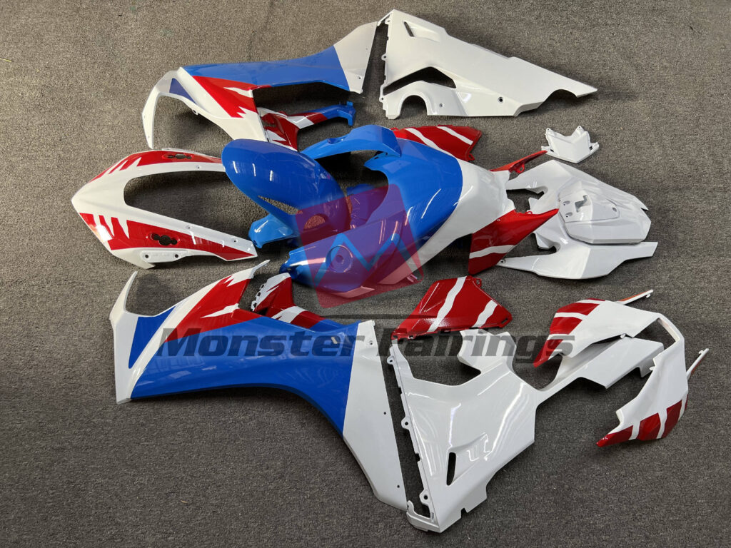 2017 - 2025 Honda CBR1000RR Gloss White Blue & Red fairing set - ABS injection, custom painted by Monster Fairings