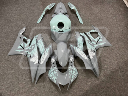 Yamaha R3 2019-2021 Gloss Gray Mint & White Pattern ABS Fairings | Monster Fairings
