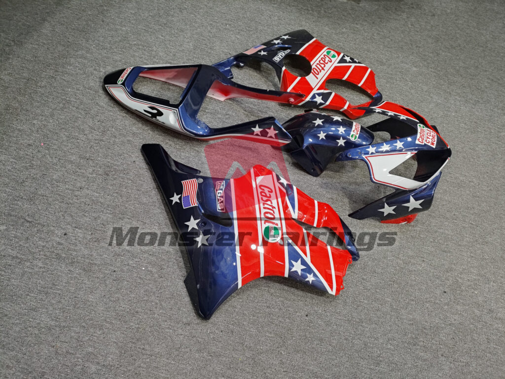 Gloss Red & Blue Castrol ABS fairings for Honda CBR600 F4i 2001 - 2003 - premium OEM fit kit by Monster Fairings
