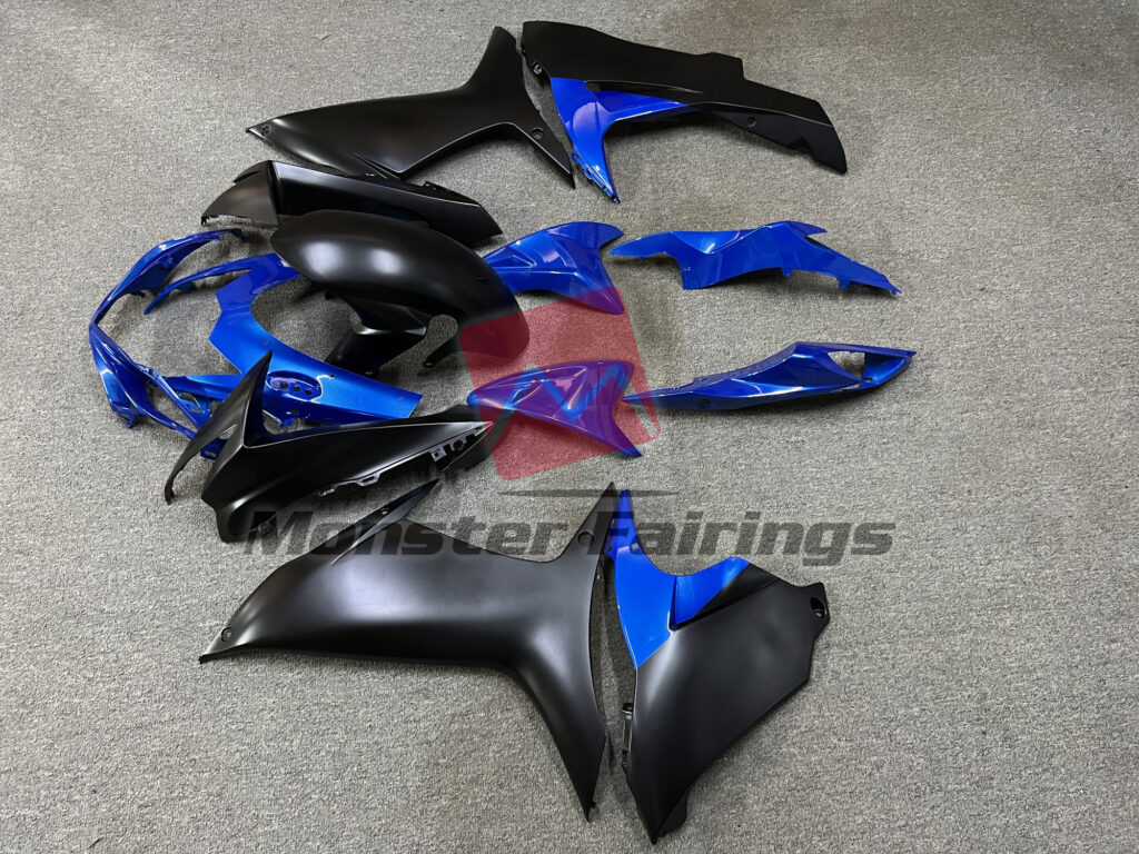 2011 - 2025 Suzuki GSXR Gloss Blue & Matte Black fairing set - ABS injection, custom painted by Monster Fairings