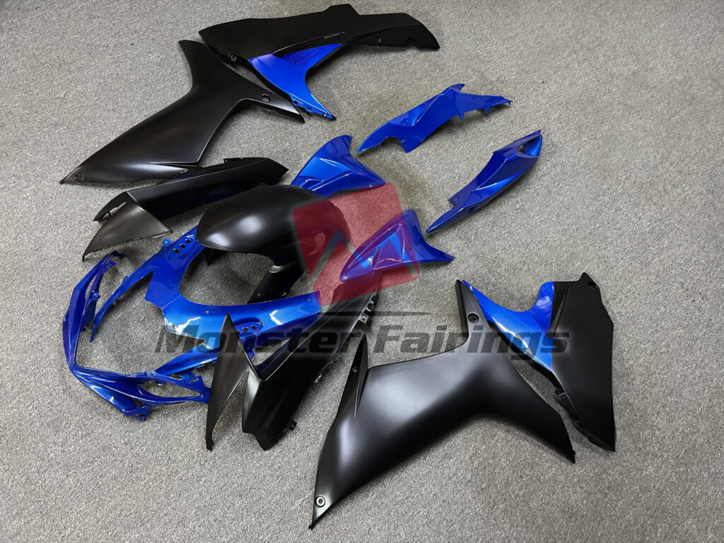 Suzuki GSXR custom ABS fairings 2011 - 2025 in Gloss Blue & Matte Black - durable replacement kit, Monster Fairings