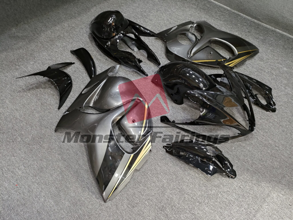 2008 - 2020 Suzuki GSXR Gloss Grey Black fairing set - ABS injection, custom painted by Monster Fairings