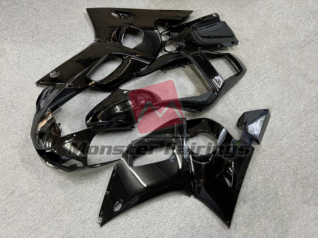 Yamaha R6 custom ABS fairings 1998 - 2002 in Gloss Black - durable replacement kit, Monster Fairings
