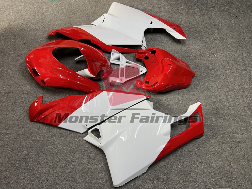 2006 Ducati 999S Gloss Red & White fairing set - ABS injection, custom painted by Monster Fairings