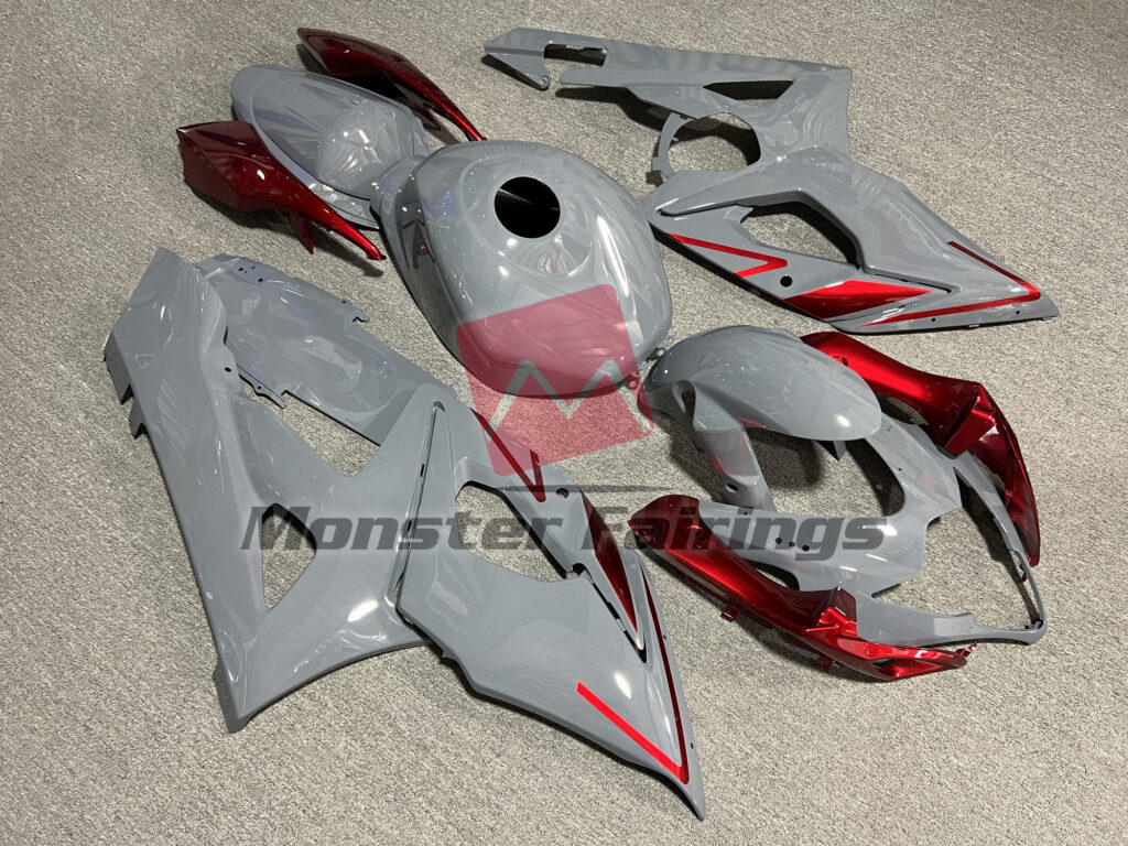Suzuki GSXR custom ABS fairings 2005 - 2006 in Gloss Nardo Gray Red - durable replacement kit, Monster Fairings
