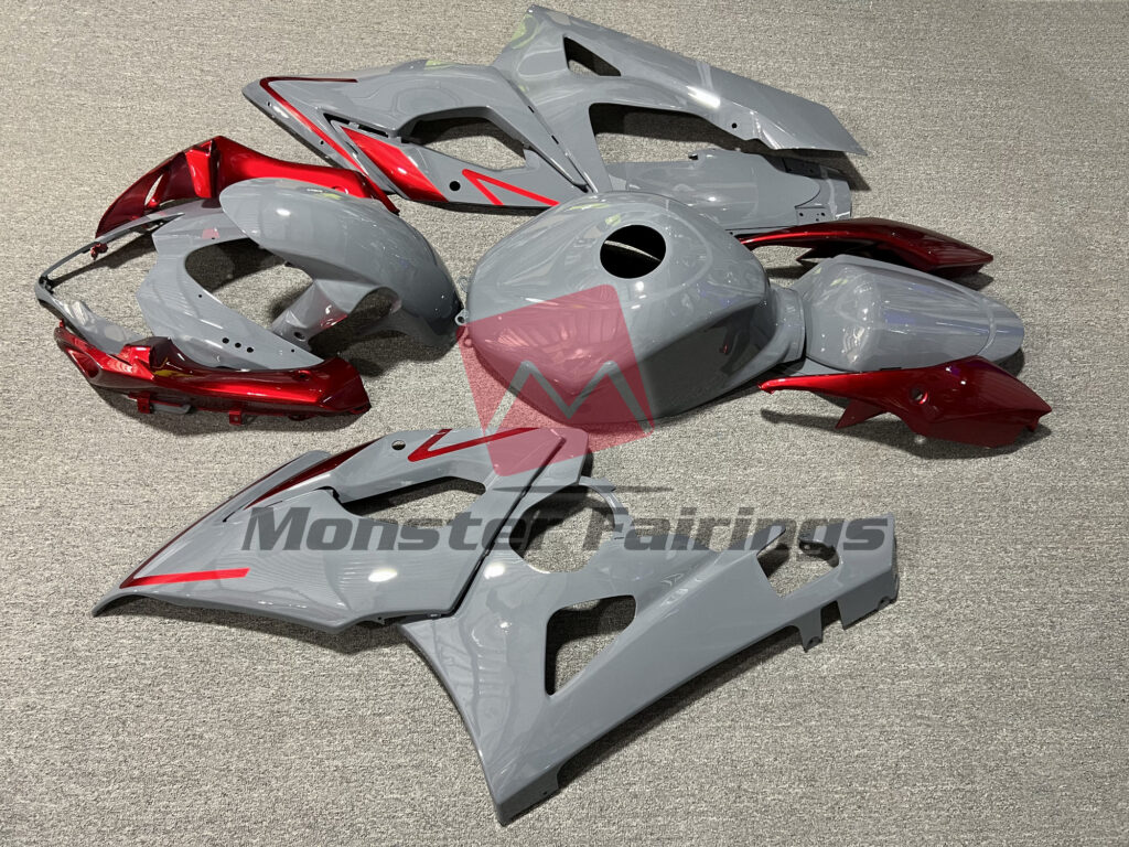 2005 - 2006 Suzuki GSXR Gloss Nardo Gray Red fairing set - ABS injection, custom painted by Monster Fairings