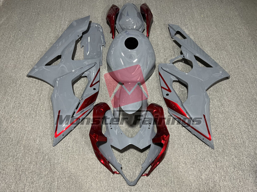 Suzuki GSXR 1000 2005 - 2006 Gloss Nardo Gray Red ABS fairings - custom motorcycle bodywork kit by Monster Fairings