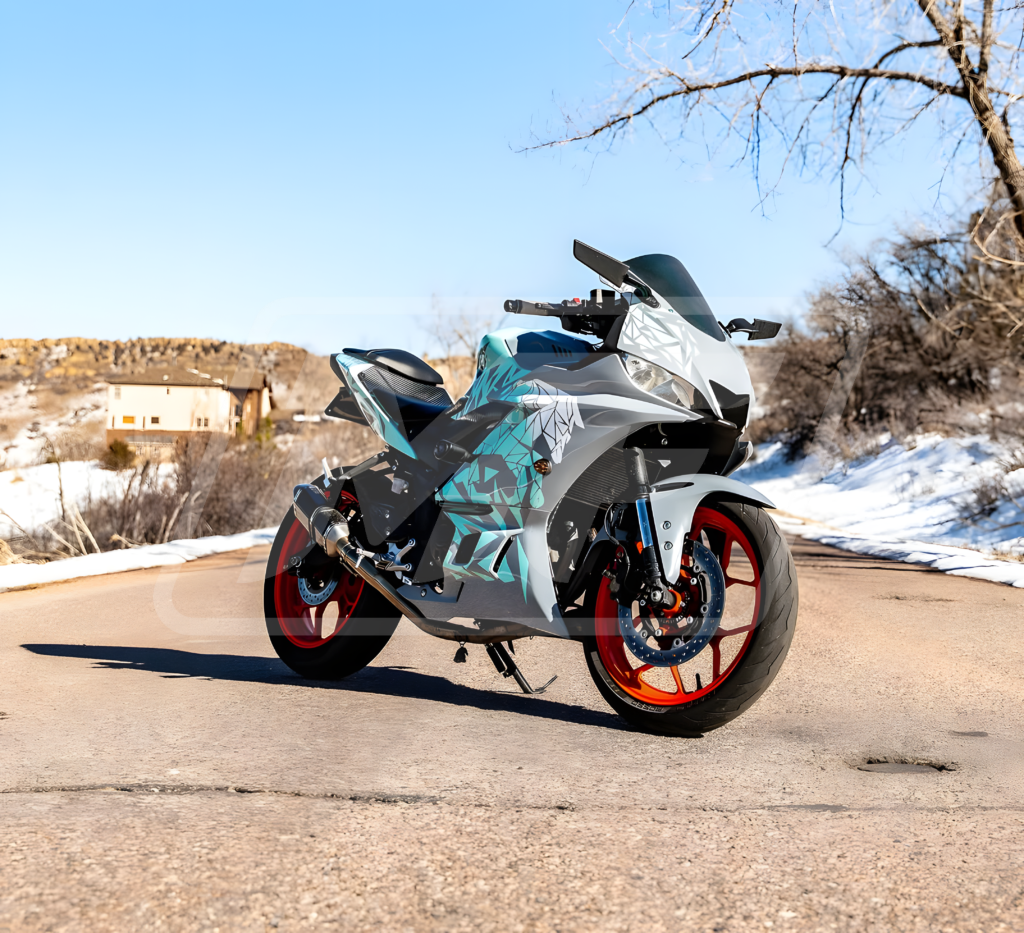 Gloss Gray Mint & White Pattern ABS fairings for Yamaha R3 2019 - 2021 - premium OEM fit kit by Monster Fairings