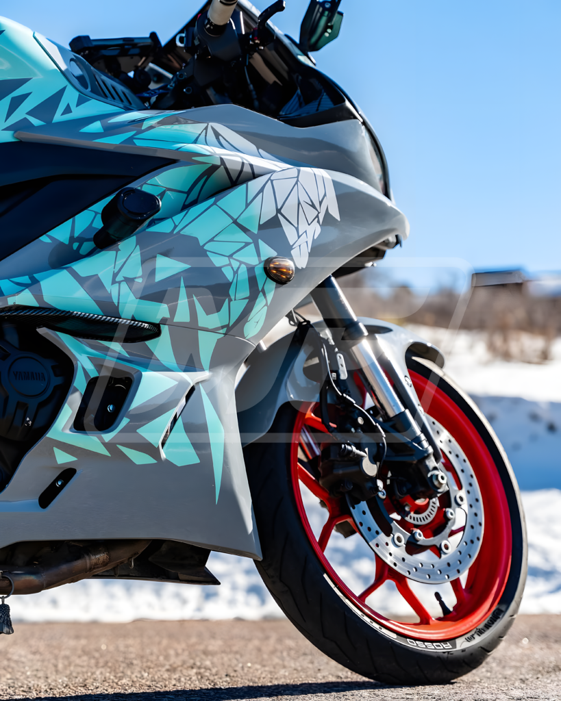 Yamaha R3 custom ABS fairings 2019 - 2021 in Gloss Gray Mint & White Pattern - durable replacement kit, Monster Fairings