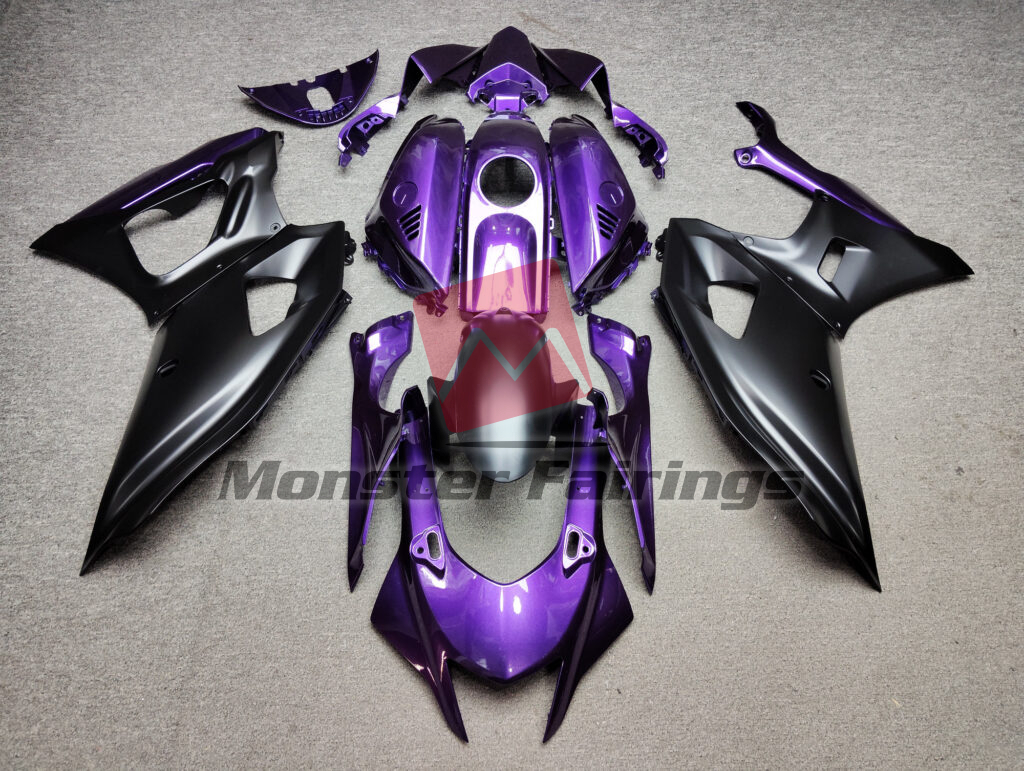 Yamaha R7 2021 - 2025 Gloss Deep Purple & Matte Black ABS fairings - custom motorcycle bodywork kit by Monster Fairings