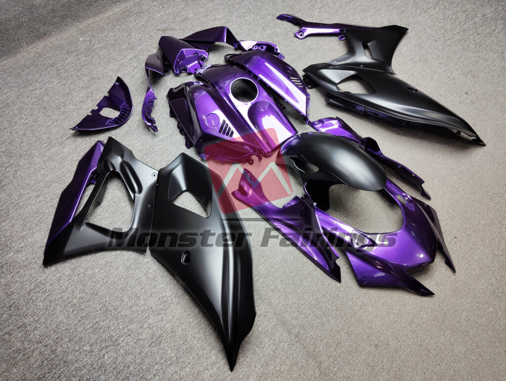 Yamaha R7 custom ABS fairings 2021 - 2025 in Gloss Deep Purple & Matte Black - durable replacement kit, Monster Fairings