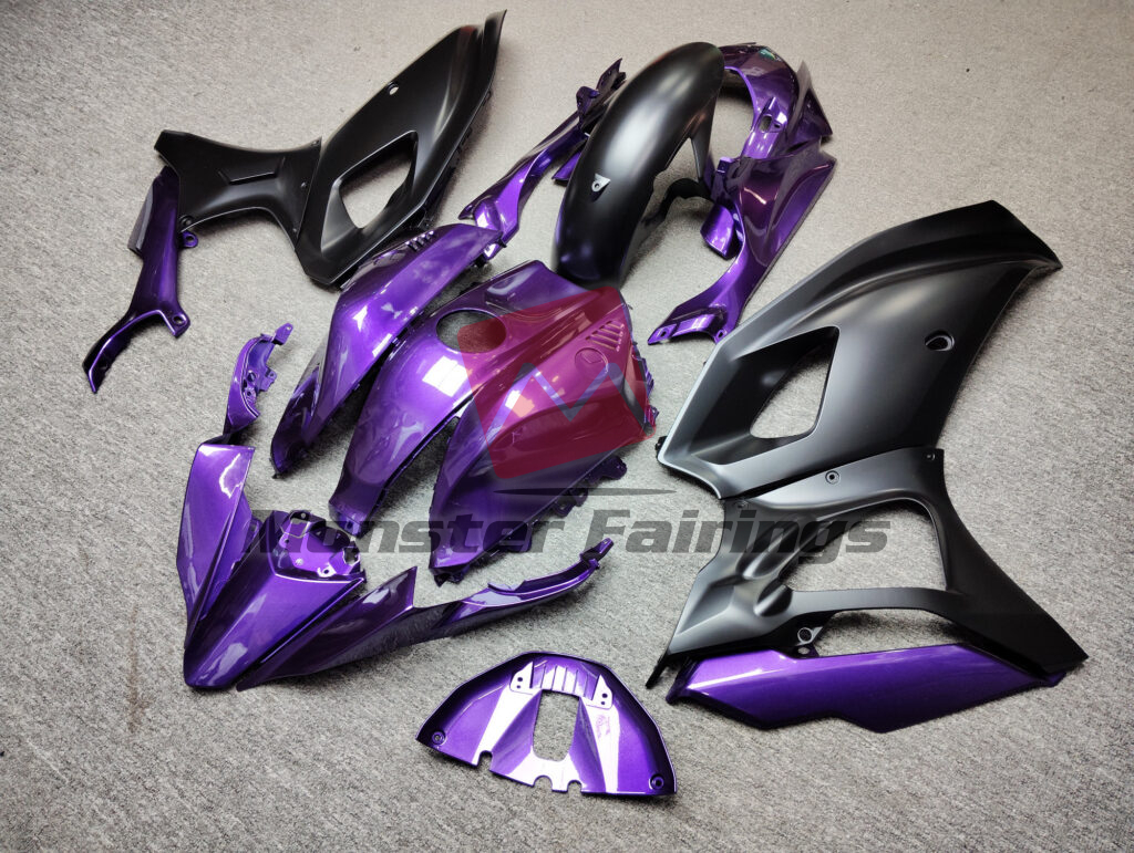 2021 - 2025 Yamaha R7 Gloss Deep Purple & Matte Black fairing set - ABS injection, custom painted by Monster Fairings
