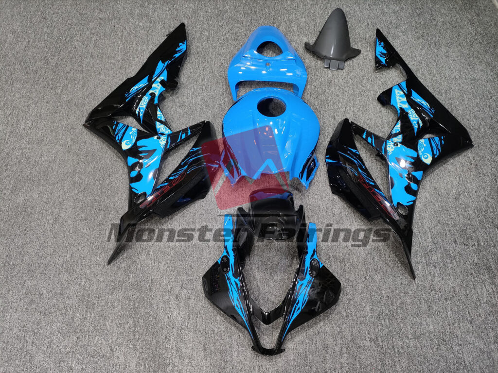 Honda CBR600RR 2007 - 2008 Gloss Black & Blue Leyla ABS fairings - custom motorcycle bodywork kit by Monster Fairings