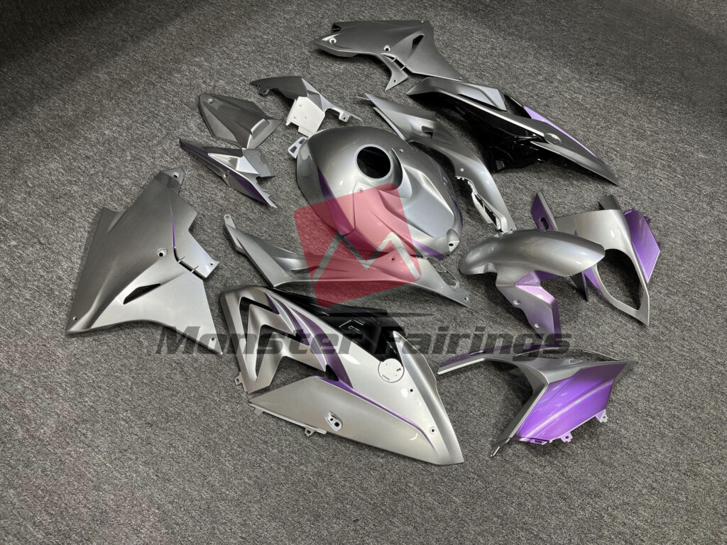 BMW S1000RR custom ABS fairings 2017 - 2018 in Gloss Silver & Light Purple - durable replacement kit, Monster Fairings