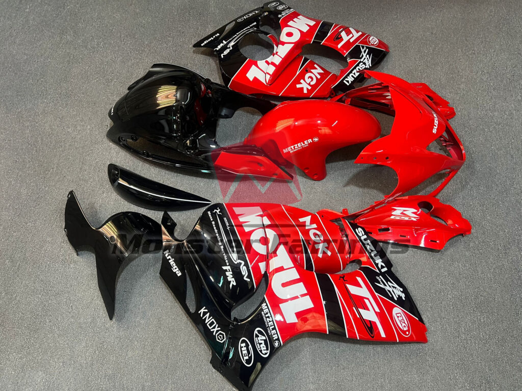 2008 - 2020 Suzuki GSXR Gloss Red & Black Motul fairing set - ABS injection, custom painted by Monster Fairings