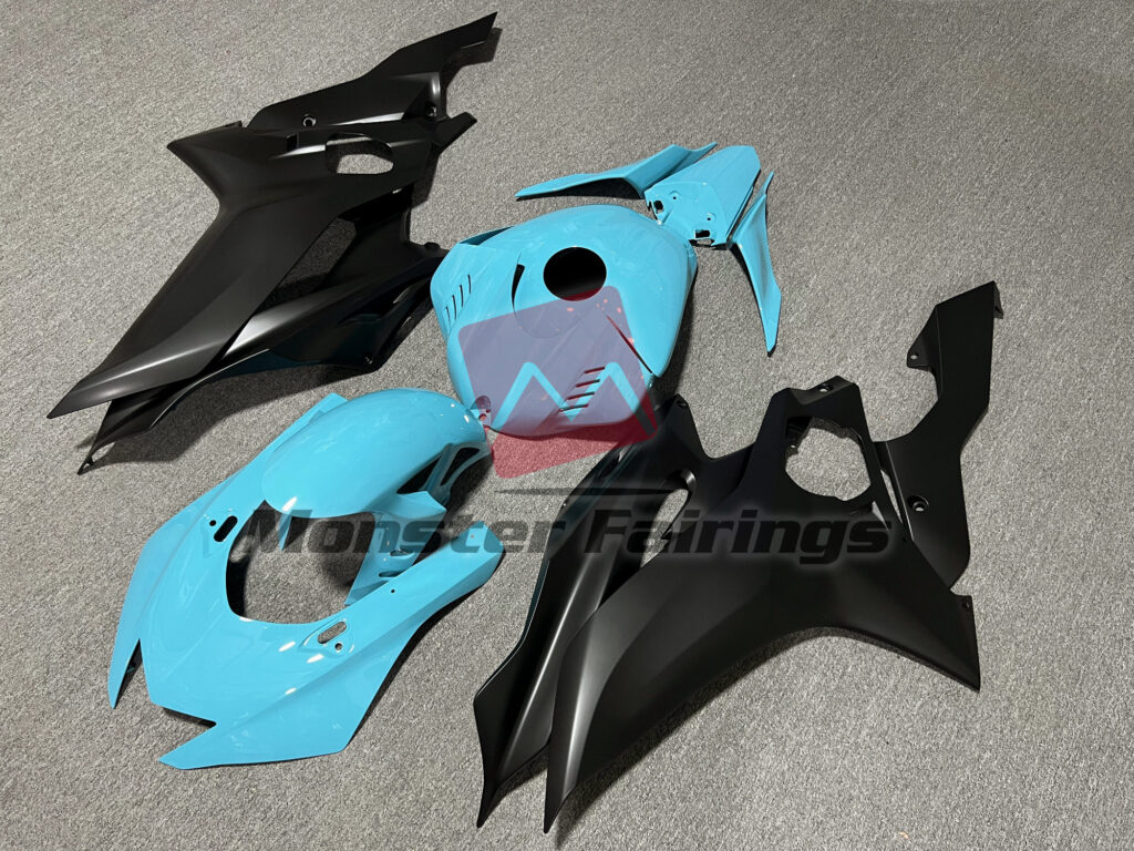 Yamaha R6 custom ABS fairings 2017 - 2022 in Gloss Teal & Matte Black - durable replacement kit, Monster Fairings