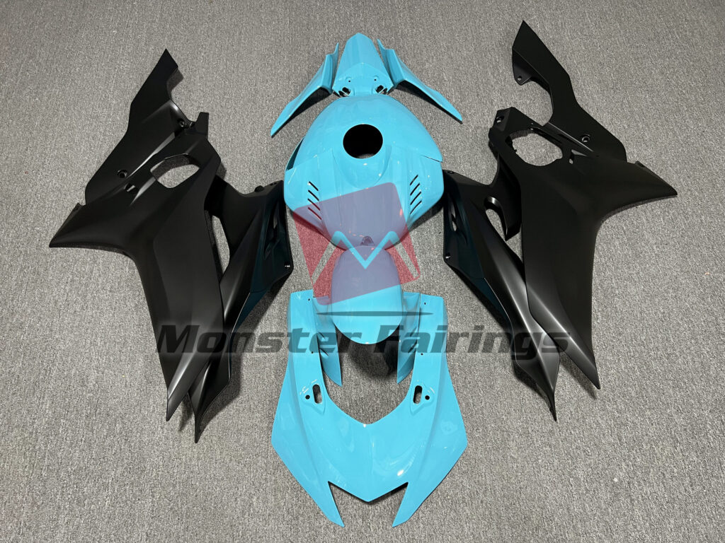 Yamaha R6 2017 - 2022 Gloss Teal & Matte Black ABS fairings - custom motorcycle bodywork kit by Monster Fairings