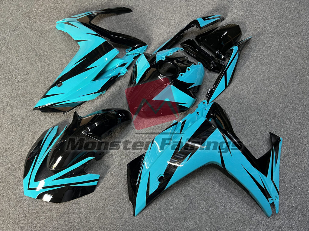 Yamaha R3 custom ABS fairings 2014 - 2018 in Gloss Black & Teal Custom - durable replacement kit, Monster Fairings