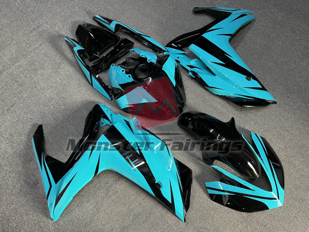 Gloss Black & Teal Custom ABS fairings for Yamaha R3 2014 - 2018 - premium OEM fit kit by Monster Fairings