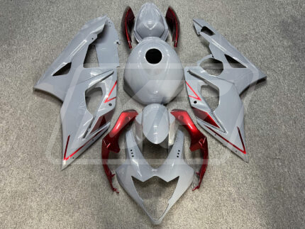 Suzuki GSXR 1000 2005-2006 Gloss Nardo Gray & Red ABS Fairings | Monster Fairings
