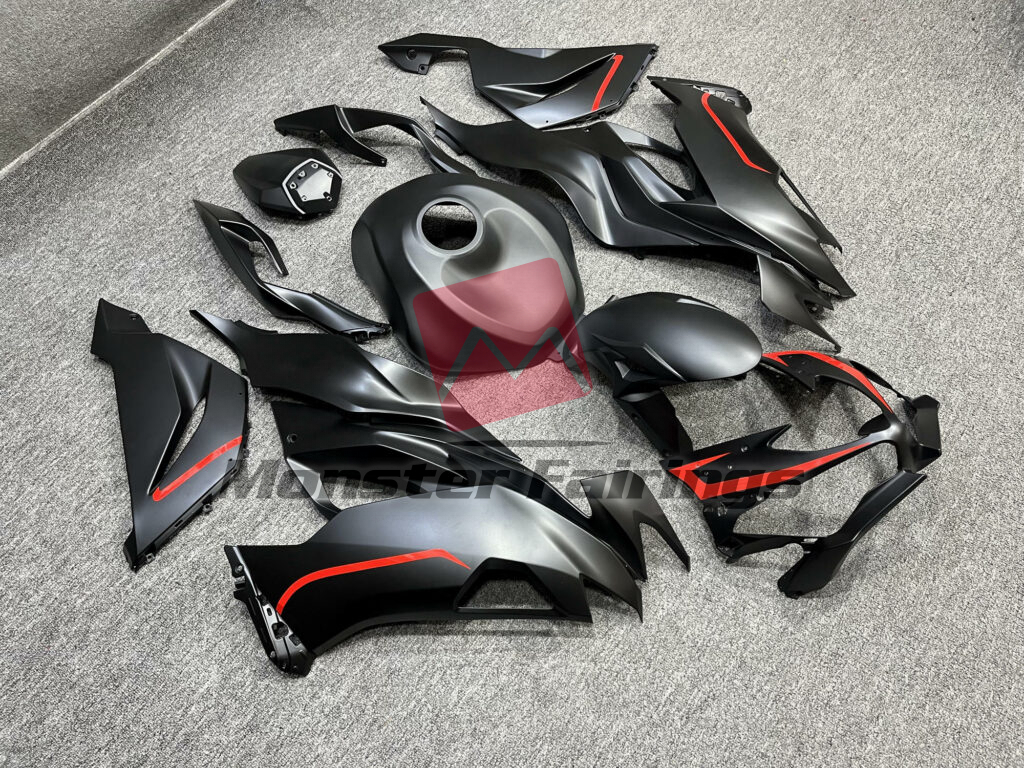 Matte Black Red ABS fairings for Kawasaki ZX6R 2019 - 2023 - premium OEM fit kit by Monster Fairings