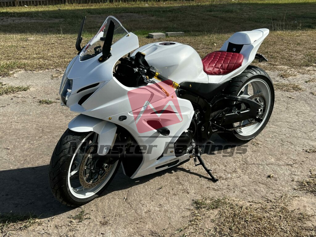 Gloss White Carbon Fiber ABS fairings for Suzuki GSXR 1000 2017 - 2025 - premium OEM fit kit by Monster Fairings