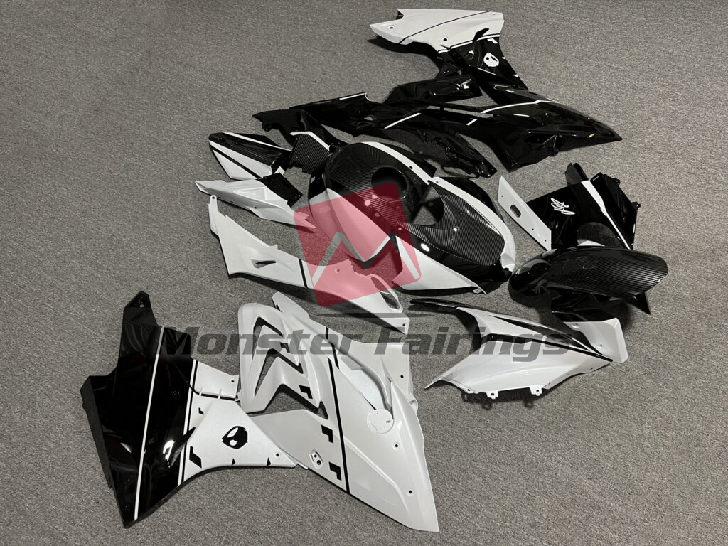 Pearl White & Gloss Black Carbon Fiber Style ABS fairings for BMW S1000RR 2017 - 2018 - premium OEM fit kit by Monster Fairings