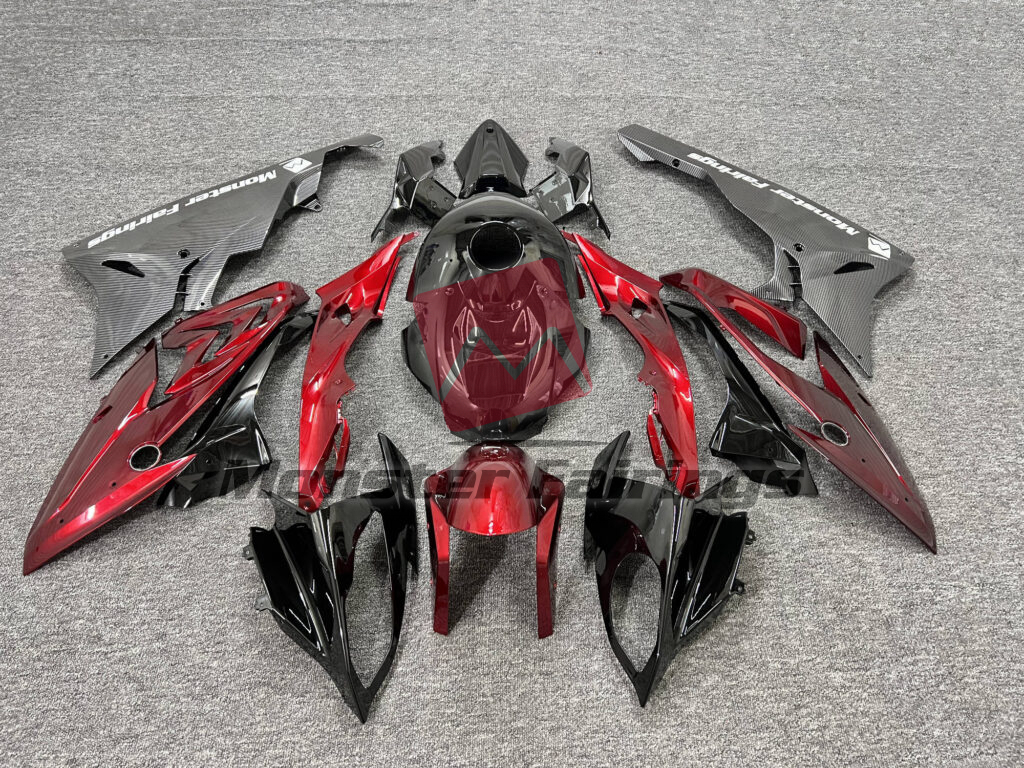 BMW S1000RR 2015 - 2016 Gloss Red & Black Carbon Fiber ABS fairings - custom motorcycle bodywork kit by Monster Fairings