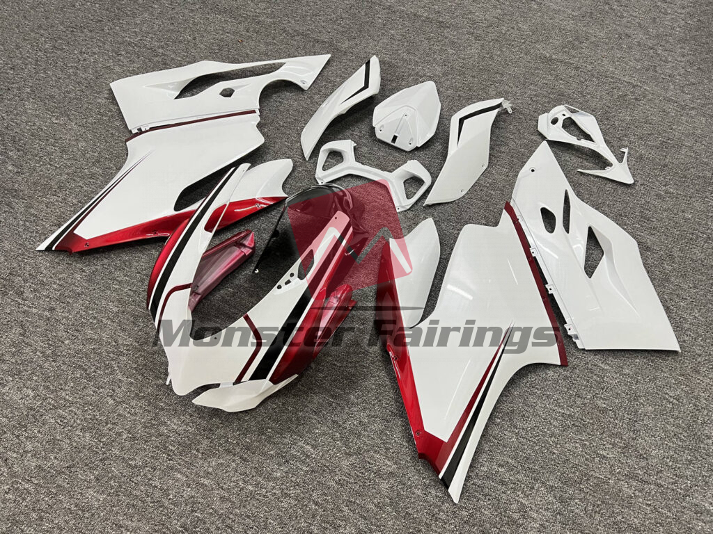 Pearl White Black & Red Accents ABS fairings for Ducati 1199 - premium OEM fit kit by Monster Fairings